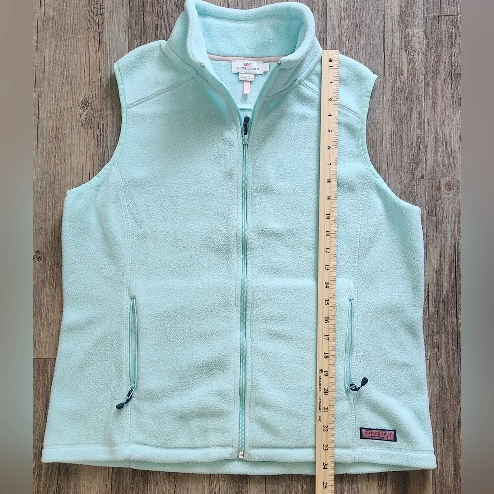 Vineyard Vines Women's Fleece Full Zip Vest‎ Light Teal size Large